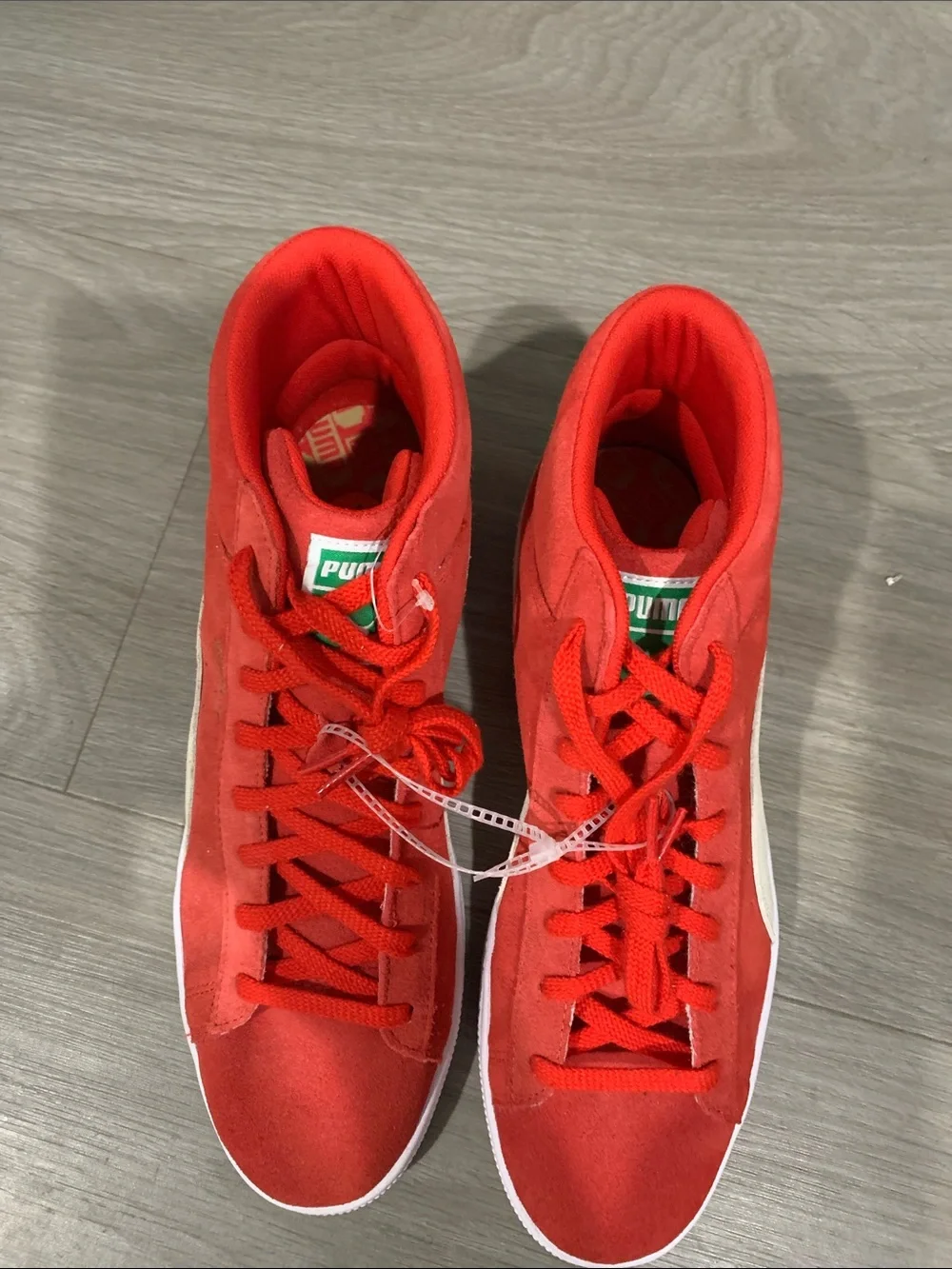 Puma Red High-Top Sneakers with White Accent. Men’s sneakers
